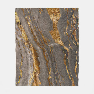 Gold-veined grey marble textured background. fleece blanket
