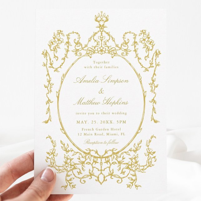 Gold Victorian Floral Frame Wedding            Invitation (Creator Uploaded)