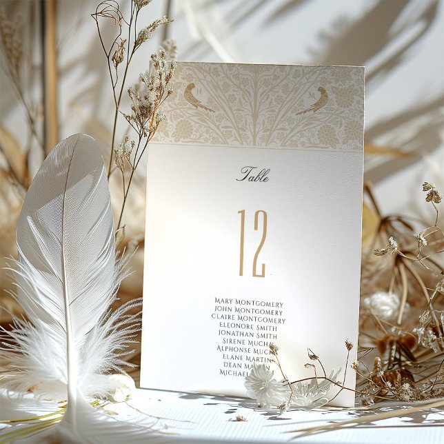 Gold Victorian Love Birds Table Number Card (Creator Uploaded)