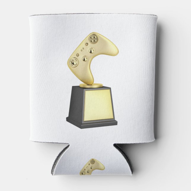 Gold video gaming trophy can cooler (Front)