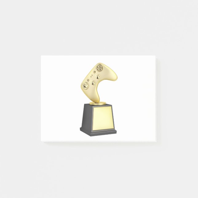 Gold video gaming trophy post-it notes (Front)