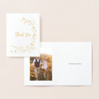 Gold Vine Scroll Wedding Thank You Card,