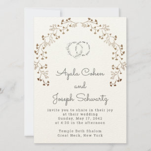 Gold Vines Chuppah Jewish Wedding Invitations