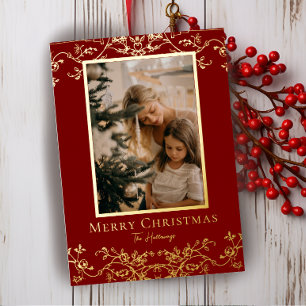 Gold Vines One Large Photo Foil Holiday Card