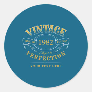 Gold Vintage Aged To Perfection Funny Birthday  Classic Round Sticker