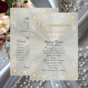 Gold Vintage Border Quinceanera - Pastel Green Program