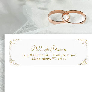 Gold Vintage Botanical Wedding Return Address Label