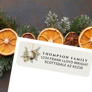 Gold Vintage Christmas Aesthetic Return Address Label