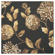 Gold Vintage Dahlia Flowers Pattern