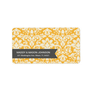 GOLD VINTAGE DAMASK ADDRESS LABELS