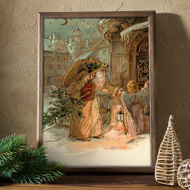 Gold Vintage Father Christmas and Angel Tissue Paper (Creator Uploaded)