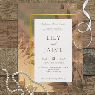 Gold Vintage Glam Floral Modern Wedding Invitation