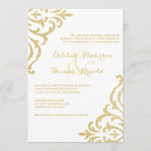 Gold Vintage Glamour Elegance Wedding Invitation