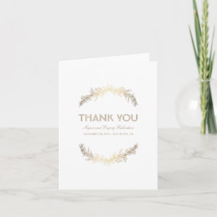 Gold Vintage Laurel Wedding Thank You Card