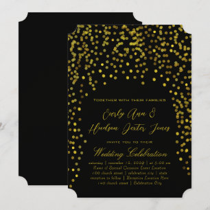 Gold Vintage Modern Typography Wedding Invitation