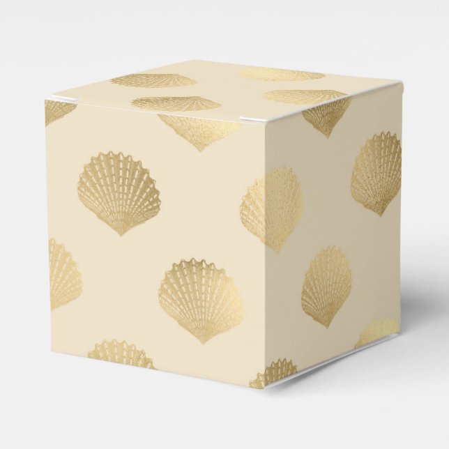 Gold Vintage Nautical Shells Favour Box (Front Side)