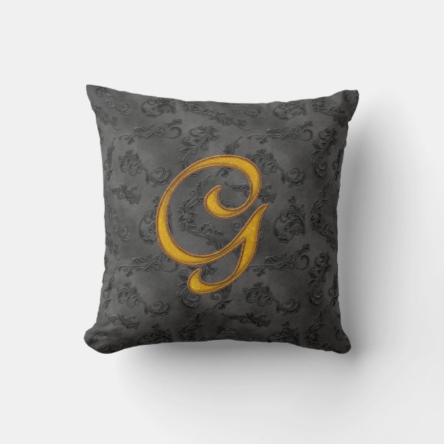Gold Vintage Rose G Cushion (Front)