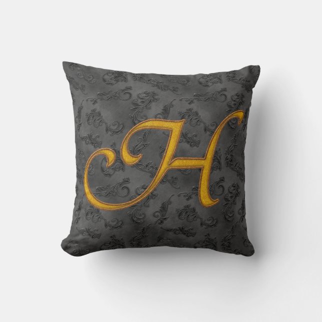 Gold Vintage Rose H Cushion (Front)