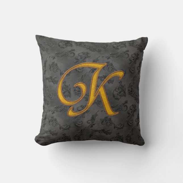 Gold Vintage Rose K Cushion (Front)
