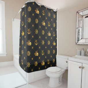 Gold Vintage Sailor Shower Curtain