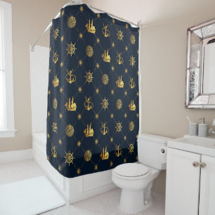 Gold Vintage Sailor Shower Curtain