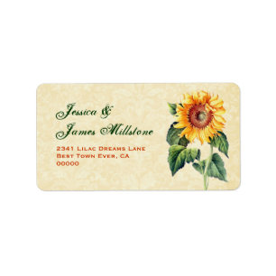 Gold Vintage Sunflower Label