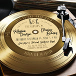 Gold Vinyl Record Unique Vintage Music Wedding Invitation<br><div class="desc">This unique, vintage, & fun Solid Gold Vinyl Record round shape wedding invitation with catchy song title quote "Love Is The Only Gold" and cute wedding monogram typography details, features a double-sided retro gold record vibe ("Side A / Side B"), with wedding website, QR code, and digital rsvp instructions on...</div>