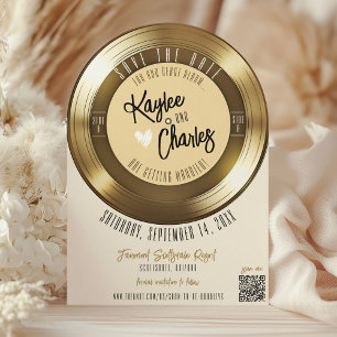 Gold Vinyl Record Unique Vintage Music Wedding Save The Date