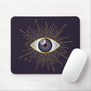 Gold & Violet Mystic Evil Eye Nazar Mati Mouse Pad