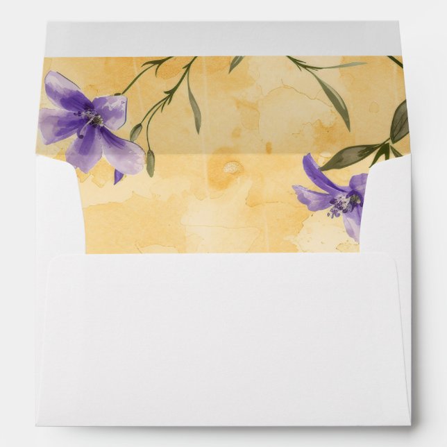 Gold Violets Floral 50th Wedding Anniversary Envelope (Back (Bottom))