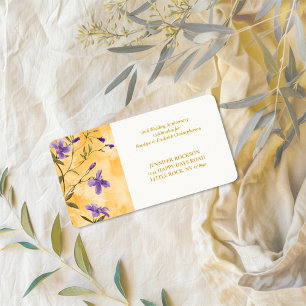 Gold Violets Floral 50th Wedding Anniversary Label