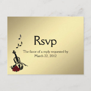 Gold Violin Music RSVP with Entree Choice Postcard