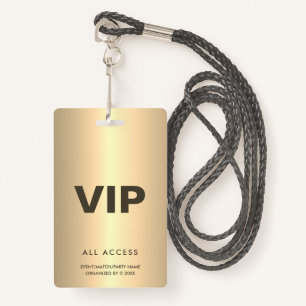 Gold VIP All Access Event Concert Match Party QR ID Badge