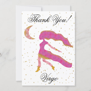 Gold Virgo 1st Birthday & Big Photo Thank You Card