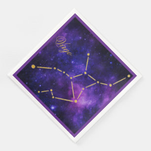 Gold Virgo Constellation on Dark Galaxy Napkin