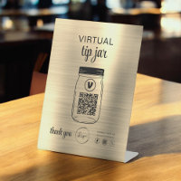 Gold Virtual Tip Jar QR Code Logo White