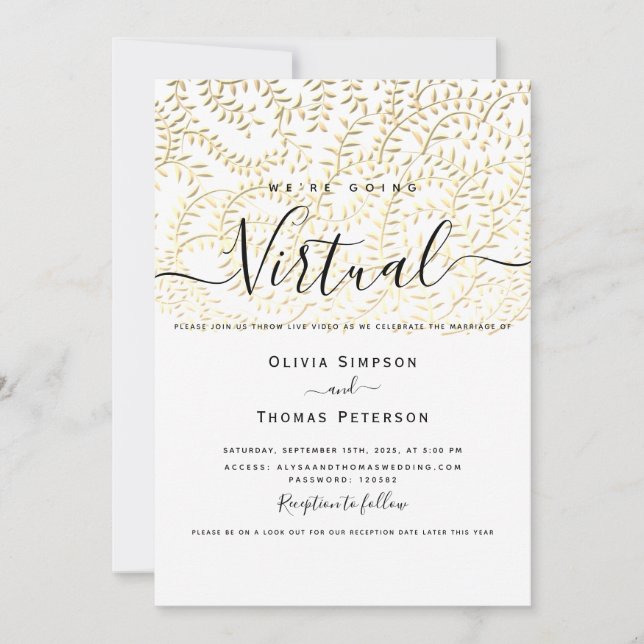 Gold Virtual Wedding Invitation (Front)