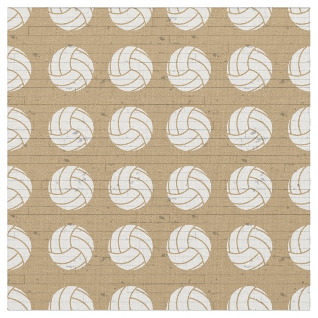 Gold Volleyball Wood Floor Patterned Fabric (Close Up)