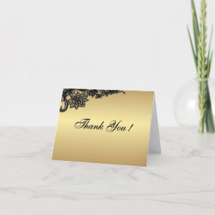 Gold w Black Accent Blank Thank You Cards
