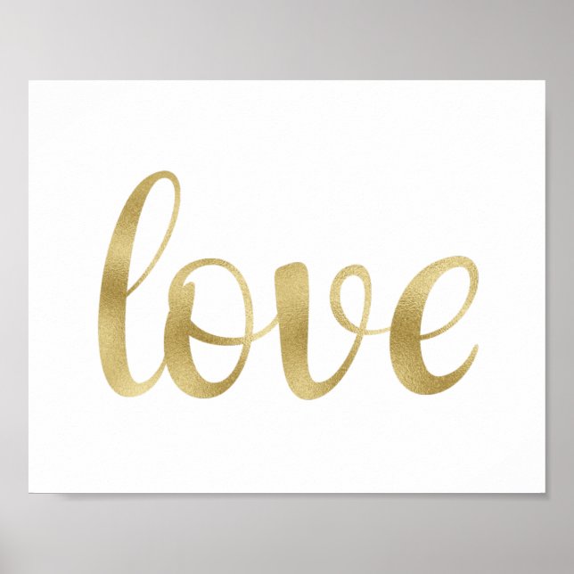 Gold wall art, love, foil font poster (Front)