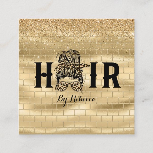 Gold Wall Hair Stylist Salon Business Card         (Front)