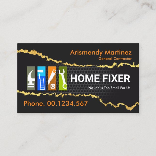 Gold Wallpaper Over Wire Mesh Remodeling Business Card (Front)