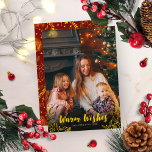 Gold Warm Wishes Winter Leaves Photo Christmas Invitation<br><div class="desc">Simple cute photo Christmas card,  featuring a gold calligraphy font,  great for light pictures.</div>