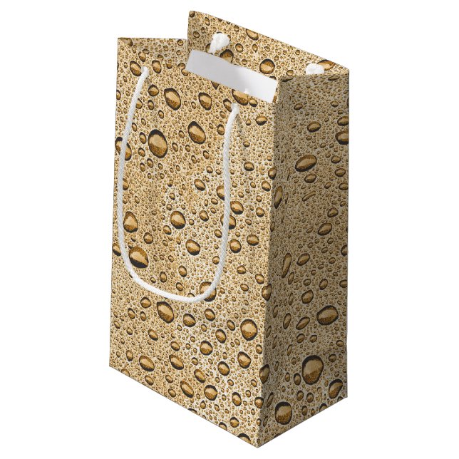 Gold water droplets small gift bag (Back Angled)