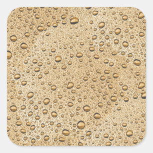 Gold water droplets square sticker