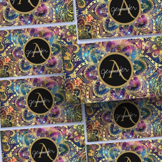 Gold watercolor and nebula mandala business card (Creator Uploaded)