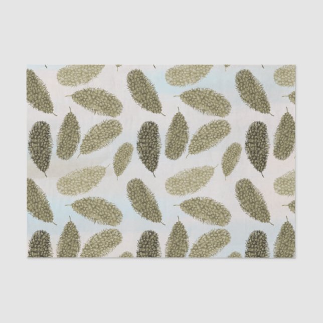 Gold Watercolor Feathers Tissue Paper (Front)