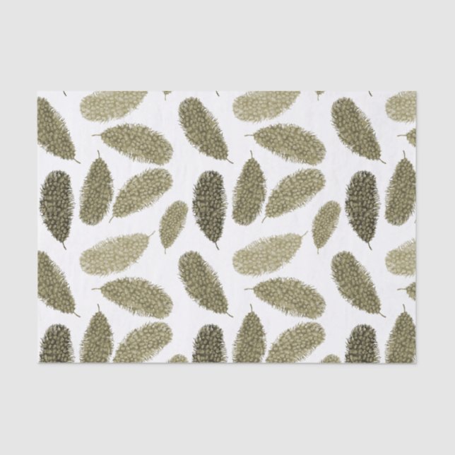 Gold Watercolor Feathers Tissue Paper (Front)