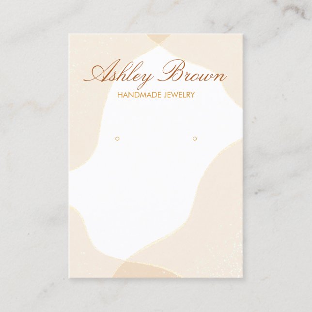 Gold Watercolor Handmade Earring Jewellery Display Business Card (Front)