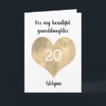 Gold Watercolor Heart 20th Birthday Card<br><div class="desc">A personalised 20th birthday card for her which features a gold watercolor heart on the front. You will be able to easily personalise the front of the birthday card with her age and name. This personalised heart 20th birthday card would be a great keepsake for her.</div>